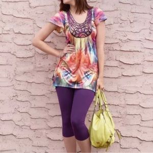 One World Micro Jersey Short Sleeved Soutache Detailed Tunic